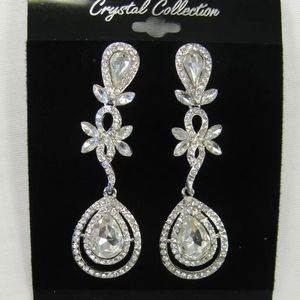Silver plated rhinestone crystal earrings
